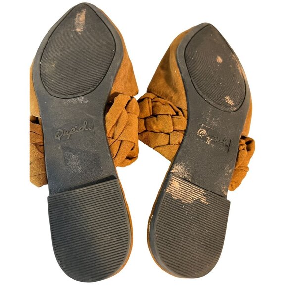 Brown Suede Pointed-Toe Braided Slip-On Mules Size 7 By Qupid - Picture 4 of 4